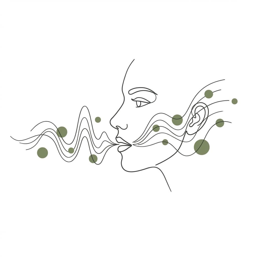 Abstract flowing wave in sage and stone tones